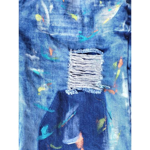 Create 2MRW Distressed Paint Spatter Jeans Shorts Men 42 NWOT Torn Embellished - Picture 4 of 15
